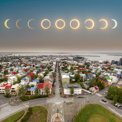 Sonnenfinsternis über Reykjavik © TTstudio/Fotolia, Abed Ismail/unsplash