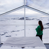 Blick aus der Aurora Cabin des Hotel Arctics © Aningaaq R. Carlsen / Visit Greenland